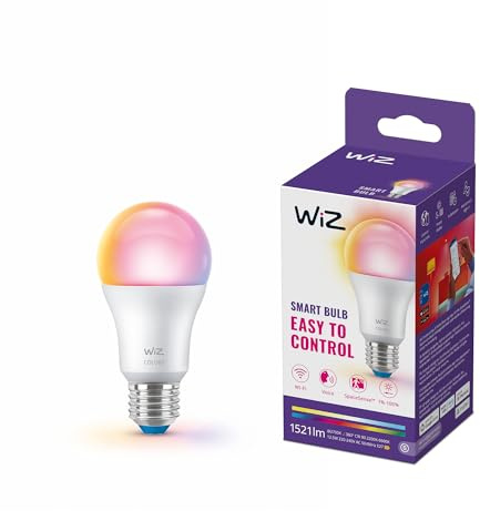 WiZ Smart LED A60-Lampe, Color und Tunable White, E27-Sockel, äquivalent 100 W, 2200–6500 K, 1521 Lumen, dimmbar, funktioniert mit Alexa, Google Assistant, und Apple HomeKit, 1er Pack