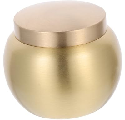SHERCHPRY Mini Urna de Cenizas Redonda de Cobre, 1 Unidad, Pequeña y Sellada, Cofre Cinerario Resistente, para Guardar Cenizas Humanas Mascotas, Uso Conmemorativo y Recuerdo Personal