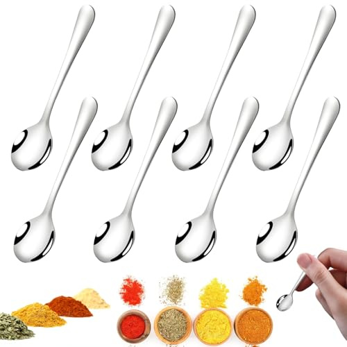 8 Cucharas Pequeñas De Acero Inoxidable Para Tarros de Especias, 7.5cm Cucharas Pequeñas para Frascos de Espresso, Mini Acero Inoxidable para Tarros de Especias, Sal, Miel, Cucharaditas Divertidas