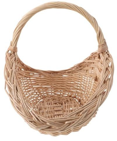 ROMISBABA Cestino in Vimini Naturale Mano con Pane e Verdure Versatile per e Picnic Allaperto Resistente e Leggero per Organizzazione e Trasporto
