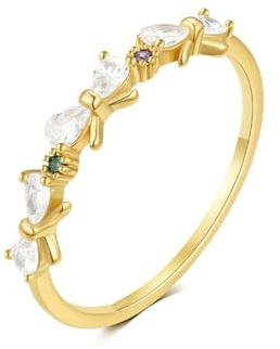 BCughia Gelbgold Eheringe 585, Gold Ringe Damen Echtgold Schleifenknoten mit Birne Form Moissanit Damenring Verlobungsring Größe 60