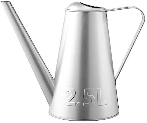 Gießkanne 2,5-Liter-Gießkanne aus Metall mit langem Ausguss, schöne Wasserkanne verzinktem Stahl for Innen- und Außenpflanzen