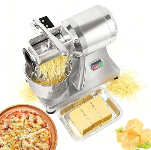 LYNNEYING Molino de Nueces Mejorado, Rallador de Queso Multifuncional, 900W Cobre Puro, 60kg/Hora (132Lbs), Entrada 16cm, Escudo de Seguridad, Acero Inoxidable para Queso/Pan/Pizzerías