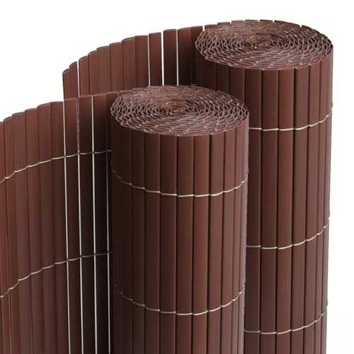PEGANE Lot de 2 Canisses Brise Vue en PVC Tube Plat,Clôture Protection pour Jardin terasse Balcon Coloris Marron foncée - Hauteur 80 x Longueur 300 cm 1700g/m2