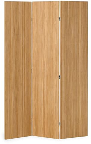 Homestyle4u Paravent 3-teilig Natur Bambusstreben, Indoor Raumteiler aus Holz HxB: 170 x 120 cm, Trennwand Schlaffzimmer, Sichtschutz Wohnzimmer | Artikel 3121