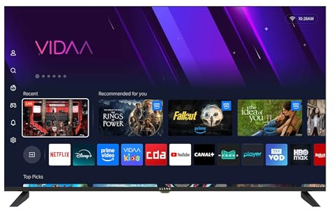 KIANO Elegance 50” Smart TV 4K UHD – VIDAA OS, D-LED, HDR, Dolby Digital Plus, Wi-FI, HDMI/USB, Triple Tuner DVB-T2/S2/C, PVR USB, Design sans Bordures
