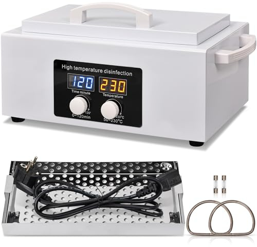 JOJOCOSMO New stérilisateur métallique haute température pour outils,stérilisateur à chaleur sèche 300 W, stérilisateur pour outils de manucure 230 °C avec affichage LED de la température et minuterie