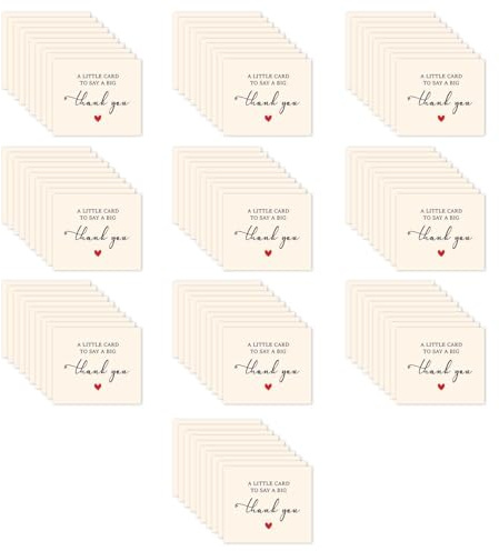 CHROMACRAFT 100 Semplici Biglietti di Ringraziamento d'Amore Rossi, I Clienti Aziendali Ti Ringraziano, Esprimono Gratitudine, Imballaggio Conveniente.