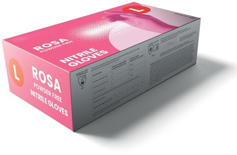 Rosa Pink Nitrile Gloves – Powder-Free, Latex-Free, Disposable, Micro-Textured Grip, Ambidextrous – Ideal for Medical, Food, Beauty & Salon Use (100 pcs) (1, Large)