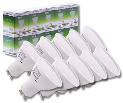 JANDEI - Lampadina LED GU10 da 7 W, luce bianca neutra 4200 K - Confezione da 10-650 lumen, non dimmerabile (equivalente a una lampada alogena da 27 W) - Per uso interno - Durata fino a 15 anni