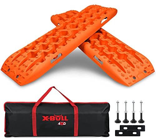 X-Bull New Recovery Traction Tracks Sand Mud Snow Track Tire Ladder 4WD (Orange, 3gen)