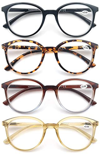 MODFANS (4 Pack Lesebrille 2.0 Rund Herren Damen,Gute Brillen,Hochwertig,Mode,Komfortabel,Super Lesehilfe,fur Frauen