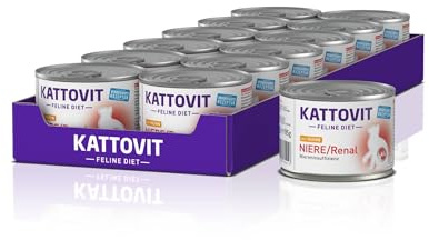 Kattovit - Nourriture humide pour chats | Nourriture humide pour chat pour soutenir la fonction rénale des chats adultes. Aliment diététique comme aliment complet dans une boîte | 12 x 185 g de poulet