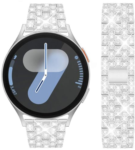DEALELE Armband Kompatibel mit Samsung Galaxy Watch 7 / FE / 6/6 Classic / 5/5 Pro / 4/4 Classic / 3 41mm, 20mm Glitzer Diamant Metall Ersatz Armbänder für Huawei GT3 / GT2 42mm Herren Damen