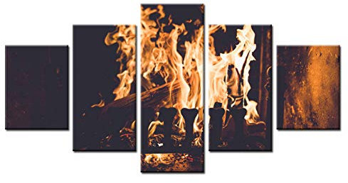 XSHUHANP Impresiones de Pintura 5 Unidades Chimeneas Eléctricas De Interior Estufas De Leña Casa Moderna Decoración De La Pared Lienzo Foto Arte HD Impresión Pintura Lienzo Arte