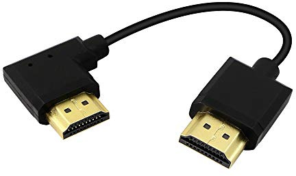 PNGKNYOCN 15cm HDMI-Stecker auf Stecker kurzes Kabel 90 Grad Rechter Winkel links HDMI 2.0 Adapter kabel, unterstützt 4K @ 60 Hz, für Raspberry Pi, Tablet, Kamera usw. (Black Left)