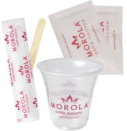 Kit de café de 450 piezas – Juego de accesorios de café – 150 vasos de 80 ml, 150 bolsitas de azúcar blanco y 150 paletas de madera de abedul