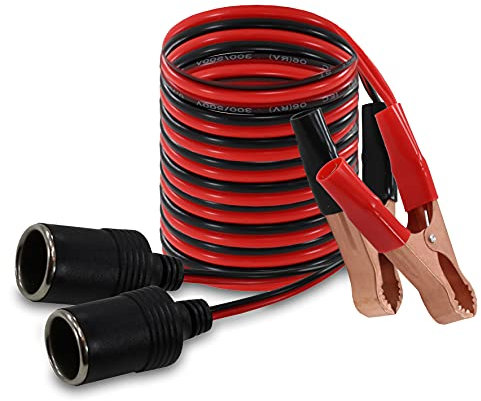 Weiss - More Power + Adattatore per auto con due prese accendisigari e morsetti a coccodrillo, 8 A