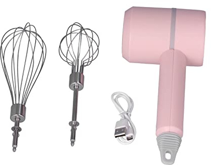 Agitateur manuel électrique avec tige en acier inoxydable pour mélanger, agitateur portable pour la cuisson de la cuisine, moteur de haute puissance, barre d'œuf amovible (Rose)