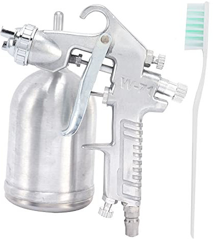 Spray Gun, 1/4 Aluminum Alloy Adjustable Paint Spray Gun Upper Pot Paint Sprayer Gravity Feed Air Spray Gun Pneumatic Tool for Household, Auto Paint, Primer, Furniture
