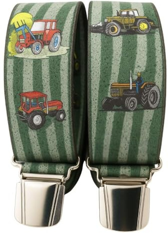 Generisch TRAKTOR HOSENTRÄGER AUSTRIA-ÖSTERREICH - VIENNA-WIEN 35mm Breit in H-Form mit 4 extra starken Clips/ Traktor grün ST-040