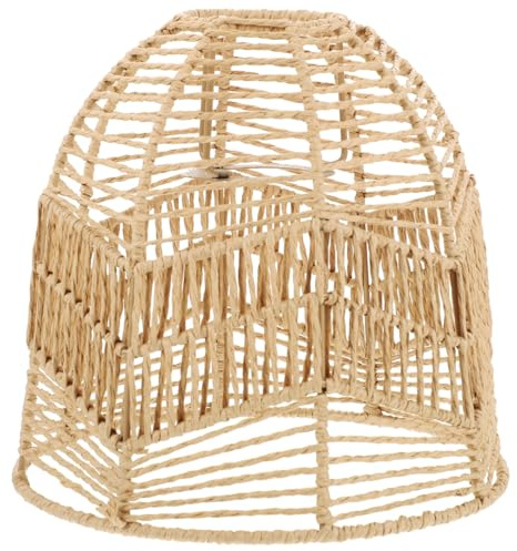 Rattan Lamp Shade, Boho Wicker Woven Pendant Light Lamp Shades Replacement for Chandelier, Floor Table Hanging Light