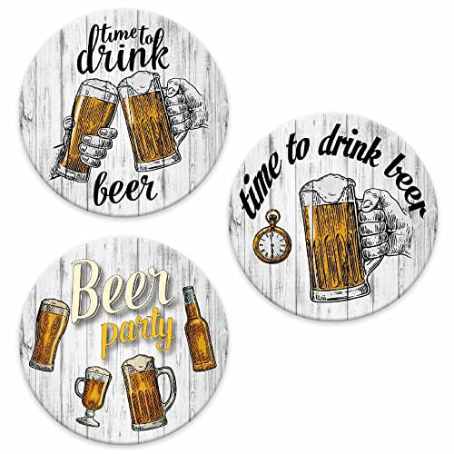 Lupia - SOTTOTUTTO Rotondo Collezione BEER Set assortito Sottobicchiere, Sottopiatto o Sottopentola, segnaposto, bomboniera in legno decorato con stampa 108 pz Ø 10 cm sotto bicchieri