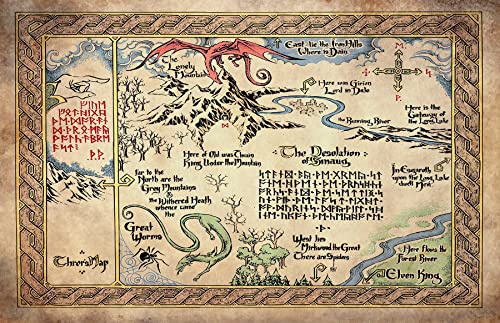 Thorin's Map Illustration - Fantasy Hobbit Middle Earth Poster Print (11x17 inches)