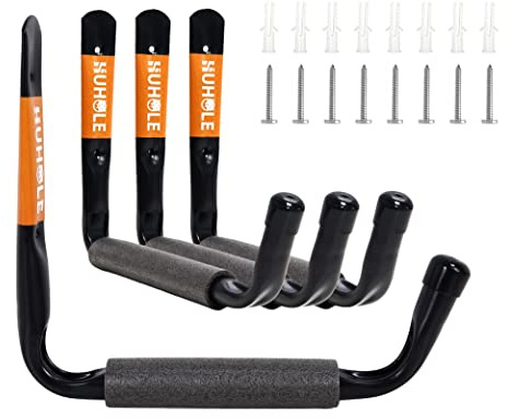 HUHOLE Ladder Hooks for Garage Wall, Wall Mount Ladder Brackets with 9.8 Jumbo Arm, Utility Hooks for Bike, Folding Chair, Bulk Items