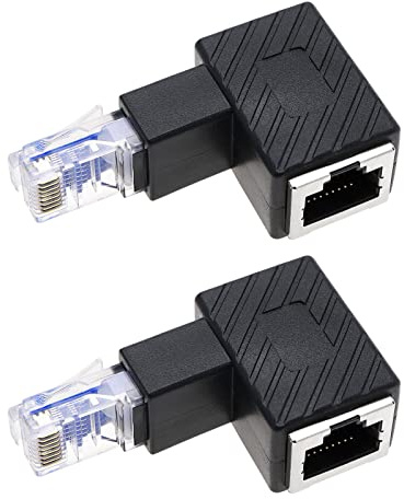 VGOL 2 adattatori Ethernet RJ45 da 90 gradi RJ45 maschio a RJ45 femmina connettore a gomito compatibile con Cat5e/Cat6 standard RJ45 cavo fino angolo