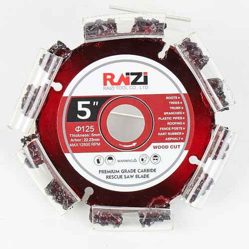 Raizi 125mm Profi Hartmetall Gehärtete Trennscheibe WoodCut für Wurzeln Plastikrohre Dachbahnen Zaunpfahle Hartgummi Asphalt