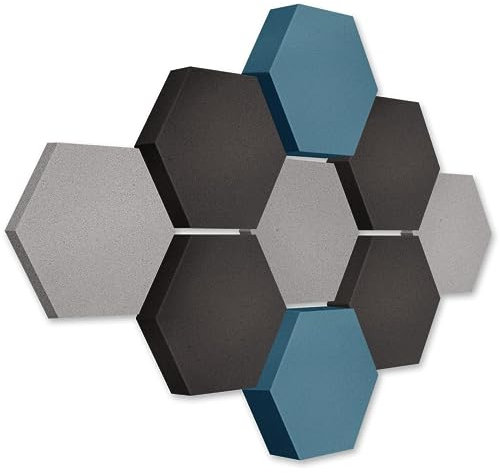 platino24 Akustikpaneele 9 Elemente Edition LOFT 3D I Ø 300mm Akustikplatten Schalldämmung Wand & Decke I Akustikschaum Schall-Absorber aus Basotect 30-70mm mit farbiger Akustikbeschichtung