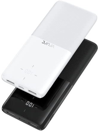 VRURC Power Bank 2 Pack 10000mAh Portable Charger USB C Input and Output,Battery Pack Led Display - Slim & Lightest Portable Phone Charger for iPhone/Samsung/Google/LG/iPad,and Tablets,Black & White