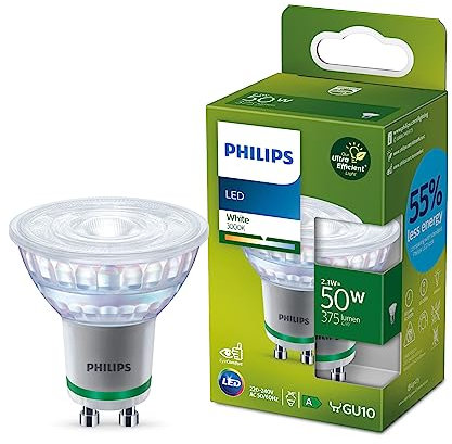 Philips LED Classic ultraeffiziente GU10 Lampe (50 W), LED Spot mit neutralweißem Licht, energiesparende Lampe mit langer Nutzlebensdauer, Energieeffizienzklasse A