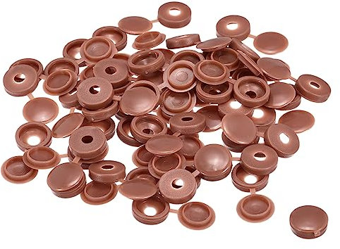 sourcing map 200Pcs 5mm Hinged Screw Cover Caps Plastic Fold Screw Snap Covers Washer Flip Screw Protection Cover for M3 M4 M5 Screws, Brown