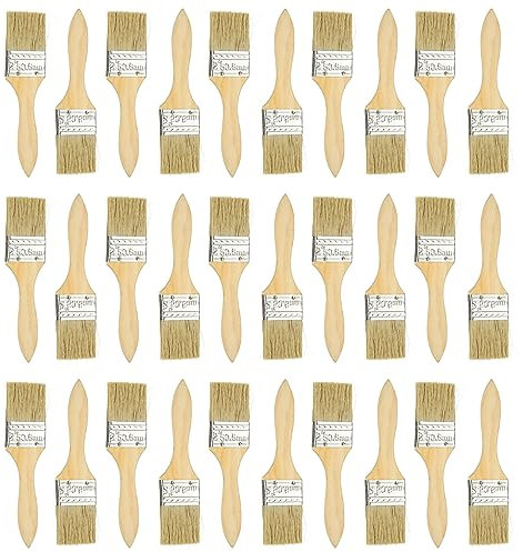 APACALI 30 PCS 2 Inch Paint Brushes, Wooden Handle Paint Brush Set for Stains, Varnishes, Glues and DIY