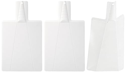 3 Stück Kunststoff Faltbar Schneidebrett, 38x21,5x1cm Rutschfestes Klappbares Schneidebretter für Küche, Picknick, Schneiden von Obst, Gemüse, Fleisch, Weiß