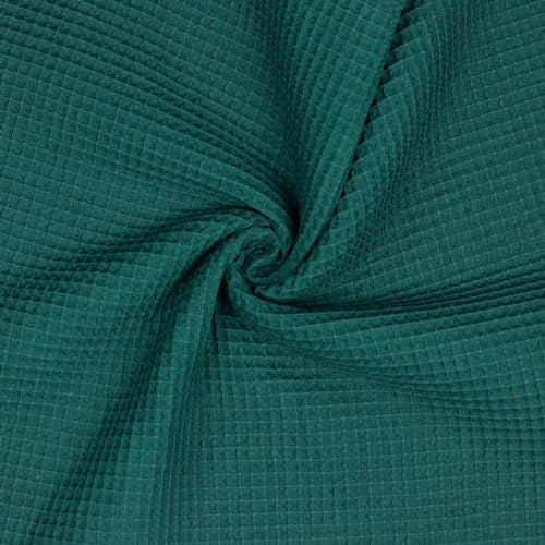 VmG-Store 1m Waffelpique 100% Baumwolle Oeko-Tex KEINE Meterware über 40 Farben zur Auswahl Waffel Stoff (030 I Petrol)