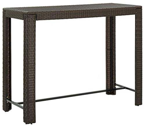 AUVYI Mesa de jardín marrón 140,5 x 60,5 x 110,5 cm, polirratán, mesa de camping, mesa auxiliar, mesa pequeña, pong de cerveza, mesa de cocina, mesa de comedor, mesa de póquer, mesa multifunción