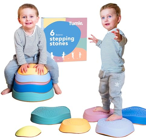 Stepping Stones for Toddlers | 6pcs Durable Non-Slip Stones | Encourage Toddler Balance & Gross Motor Skills | Indoor & Outdoor Toys | Obstacle Course and Gifts for Toddlers