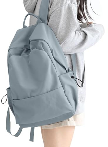 HYC00 Schulrucksack Damen, Causal Travel Schultaschen 15.6 Zoll Laptop Rucksack für Mädchen im Teenageralter Leichter Rucksack Wasserabweisend Bookbag College Boys Men Work Daypack,Blau L