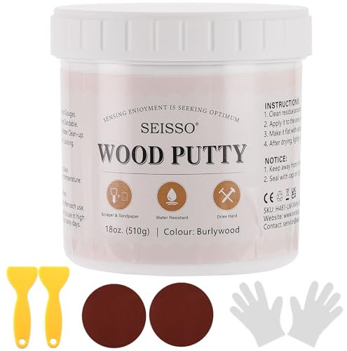 SEISSO Wood Filler, 500g Burlywood Wood Repair Putty, Furniture Repair Set for Repairing Scratches, Stains, Cracks, Hole, Table, Bed, Cabinet, Paintable Stainable & Quick Drying (Burlywood)