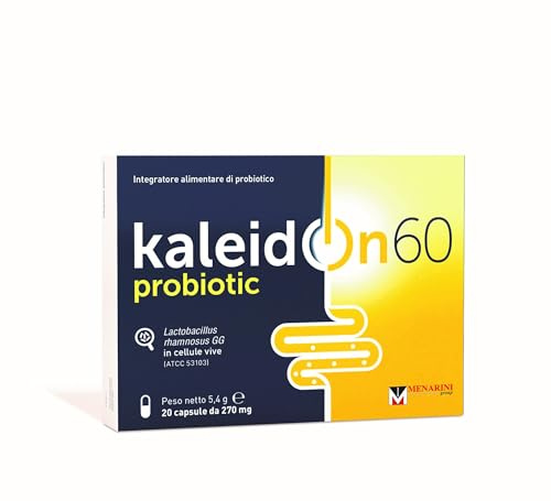 KaleidOn 60 probiotic capsule - Integratore alimentare a base di Lactobacillus rhamnosus GG che favorisce l'equilbrio della flora intestinale, 20 capsule da 270 mg, peso netto 5,4 g