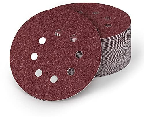 125mm Sanding Discs 40/80/120/240 Grit Sandpaper Sheet, 60pcs 5 Inch 8 Holes Hook and Loop Sanding Pads for Random Orbital Sander