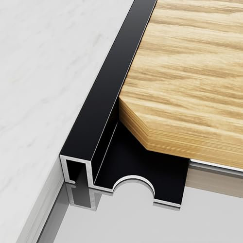 Abschlussleiste Fliesen Lang 125CM*2 Stück Fliesenabschlussprofil Vierkant Profil Abdeckleiste Winkelprofil Holz/Laminat/Vinyl/Fliesen For Zuhause, Büro, Hotel(Black,W:8MM)