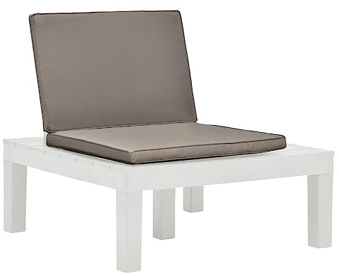 ZEYUAN Garten-Lounge-Stuhl mit Sitzpolster, Gartensessel, Campingstuhl, Terassenstühle, Gartenmöbel, Balkon Stühle, Balkonstuhl, Hochlehner, Stühle Für Draußen, Kunststoff Weiß