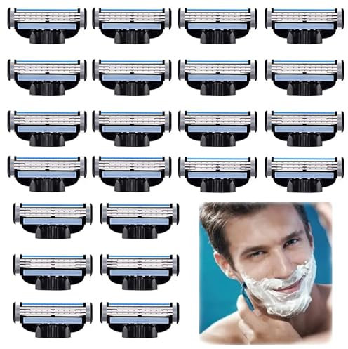 sunnilly Rasierklingen, 24 Stück Ersatzklingen für Nassrasierer Herren, Professionelle Rasierhobel,Rasierklingen Rasierhobel,Rasierklingen für Manuelle Rasierklinge, sauberer Bart, Beinhaare, R