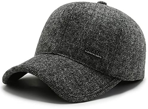 JA DENGIOR Basecap Herren Winter mit Ausklappbarem Ohrenschutz,Wintermütze Unisex Baseballmütze,Wintercap Herrencap Herbst/Winter Weichem Innenfutter Schirmmütze Outdoor Cap Herren