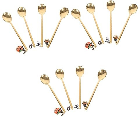 PRETYZOOM Lot De 3 Cuillères À Apéritif En Acier Inoxydable Pour Halloween Cuillères À Soupe Pour Fête 4 Pièces X 3