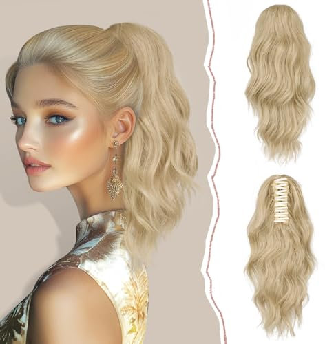Sofeiyan Corto Artiglio Clip Ondulati Coda Cavallo Capelli Extensions 35cm Capelli Ricci Sintetici Parrucchino dall'Aspetto Naturale resistenti al calore Coda di Cavallo Posticci per Donne